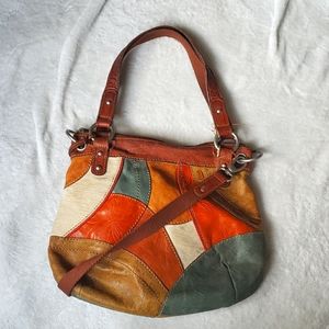 Fossil crossbody patchwork leather colorblock bag